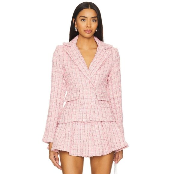 More To Come Jackets & Blazers - MORE TO COME Ashtyn Tweed Blazer in Baby Pink